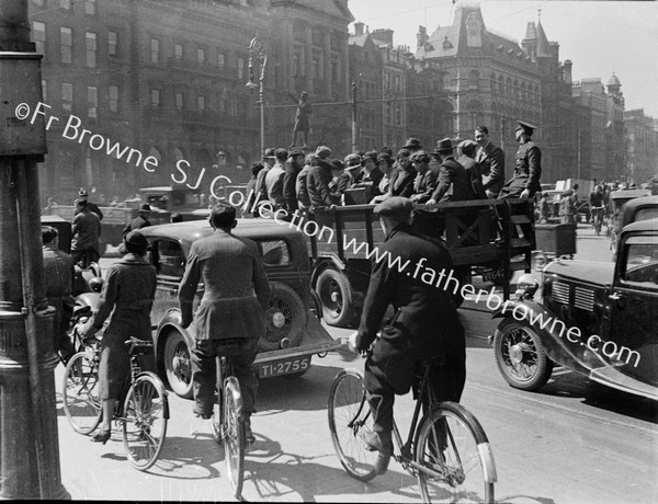 BUS STRIKE  ARMY LORRY WITH PASSENGERS IN O'CONNELL ST